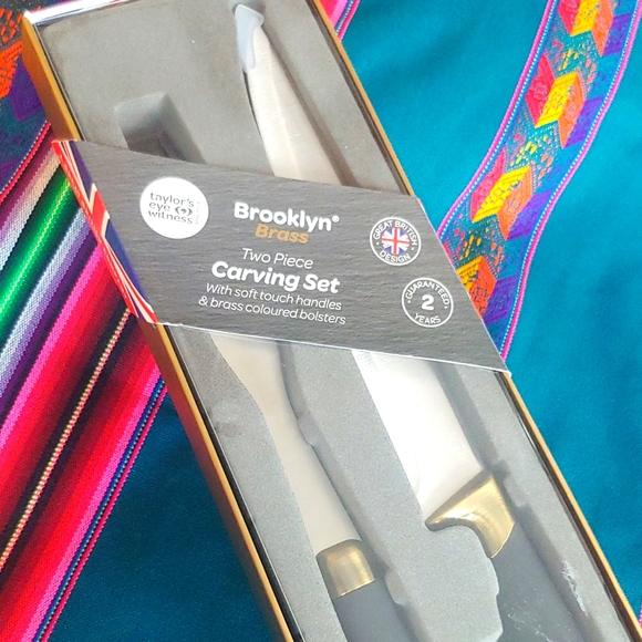 Two Piece Carving Set by Brooklyn Brass, 6.5" Carving Fork, 8" Carving Knife - Picture 4 of 13